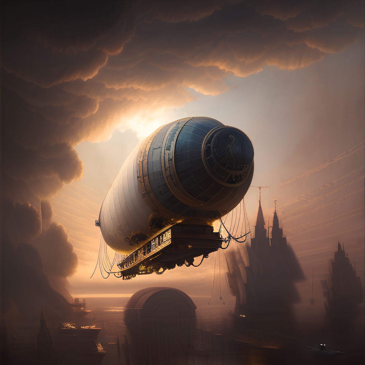 Commercial Passenger Steampunk Airship Al Explorer On