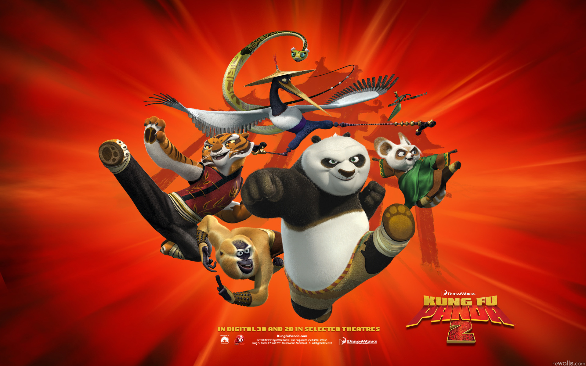 Desktop Panda Kung Fu Snake Tiger Mantis