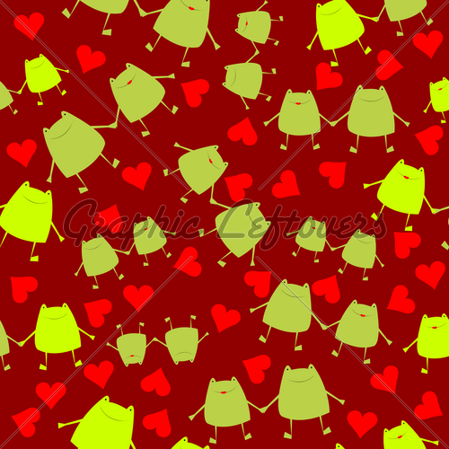 Valentine S Seamless Pattern With Frogs And Hearts Gl Stock Image