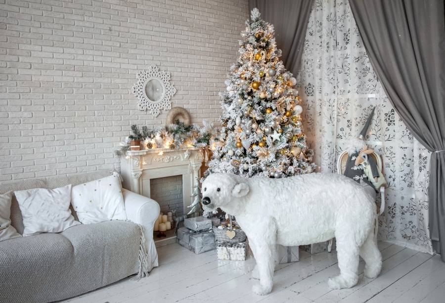 Christmas Home Decor Backdrop Flocked Xmas Tree Background Studio