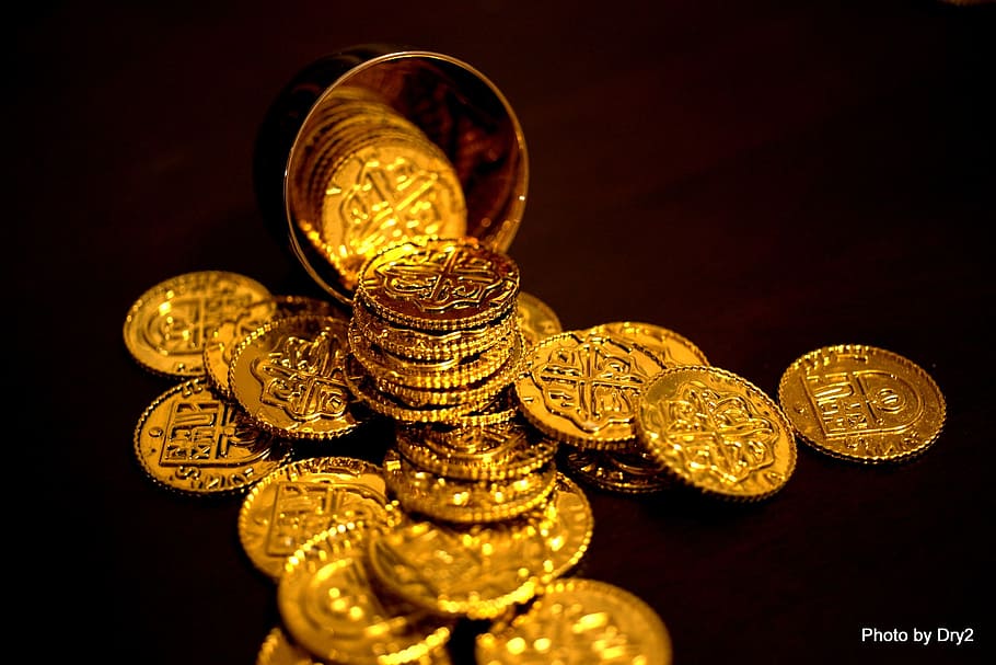 Gold Coin Lot Bitcoin Coins Money Currency Wealth