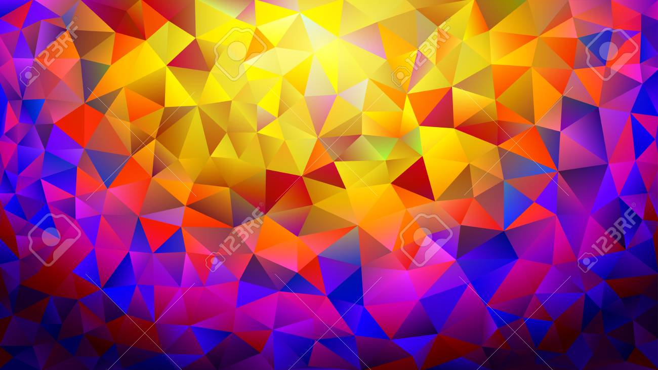 Multicolored Yellow Blue Red Polygonal Kaleidoscope Abstract