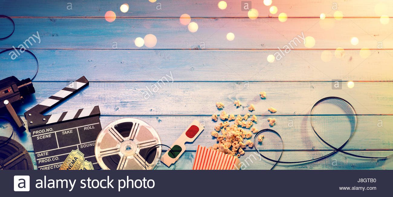 Cinema Film Background   Vintage Effect   Camera With Clapperboard
