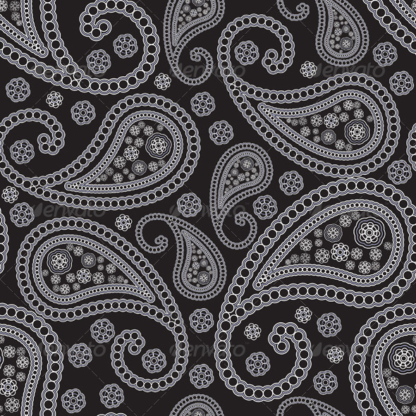 Black Bandana Print Wallpaper Seamless Paisley Patterns