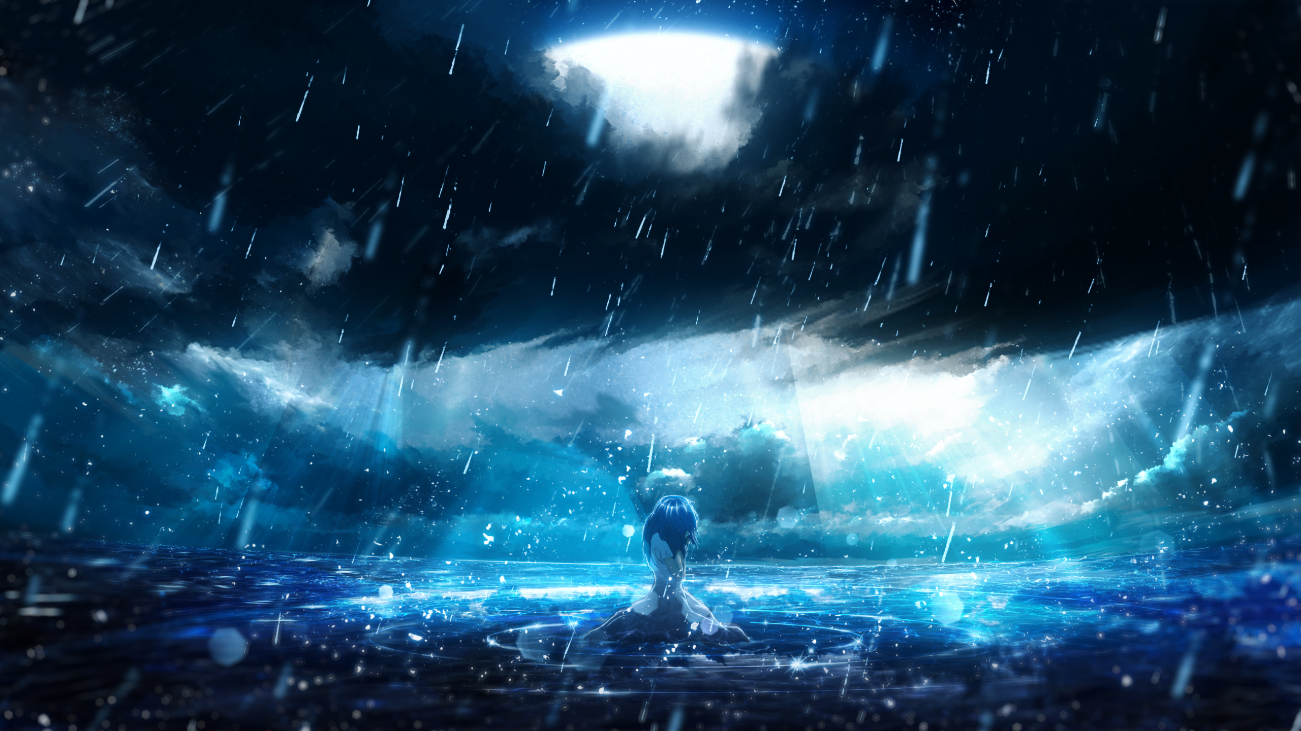 Anime Night Rain HD Wallpaper By Y