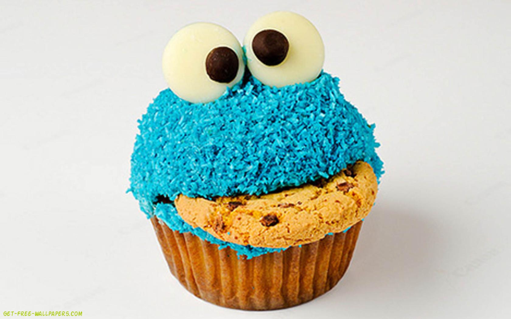 Cookie Monster Cupcake Wallpaper
