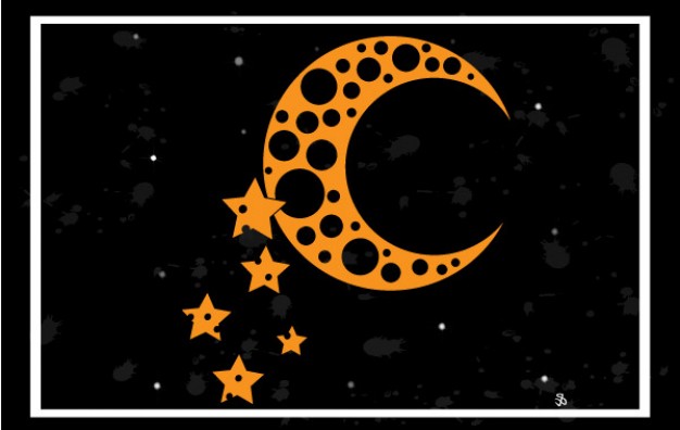 Moon And Stars Vector Background