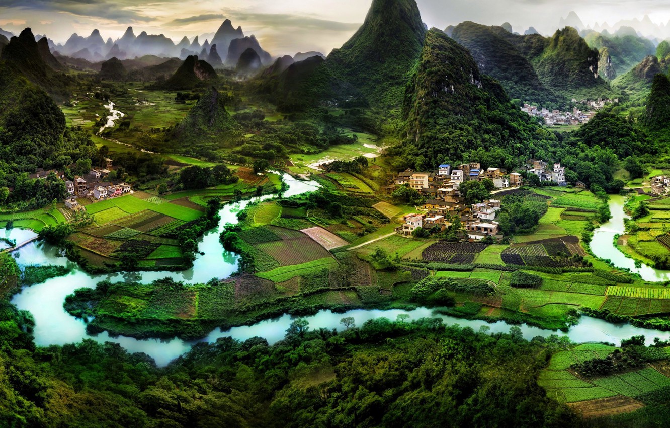 Wallpaper Mountains River Landscape China Guilin Image For