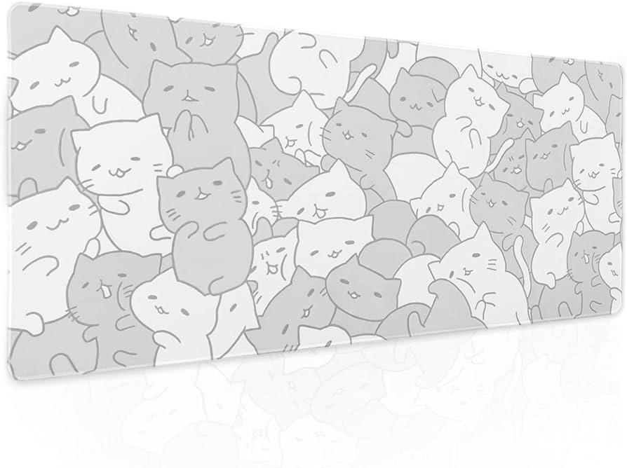 Amazon White Kawaii Cats Gaming Mouse Pad Xl Cute Anime