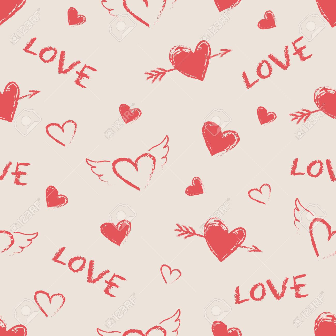 Happy Valentine Day Seamless Pattern Vector Cute Hand Drawn