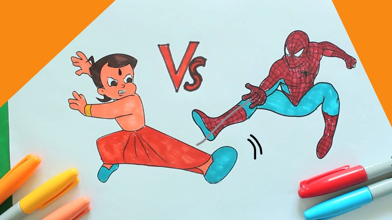 Chhota Bheem Vs Spiderman Coloring   Cartoon 188390   HD