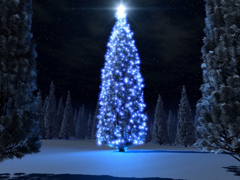 Christmas Blue Tree Desktop Pc And Mac Wallpaper