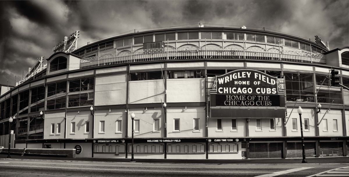 Wrigley Field Marquee Wallpaper The Art Of Black And White