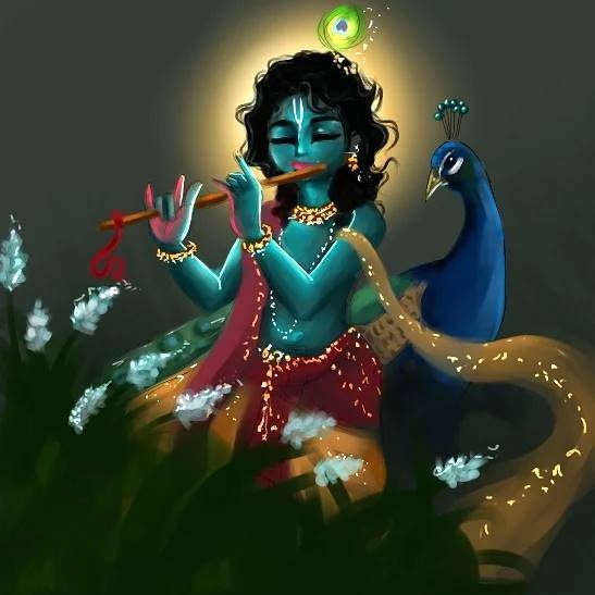 Krishna HD Cartoon Art Wallpaper