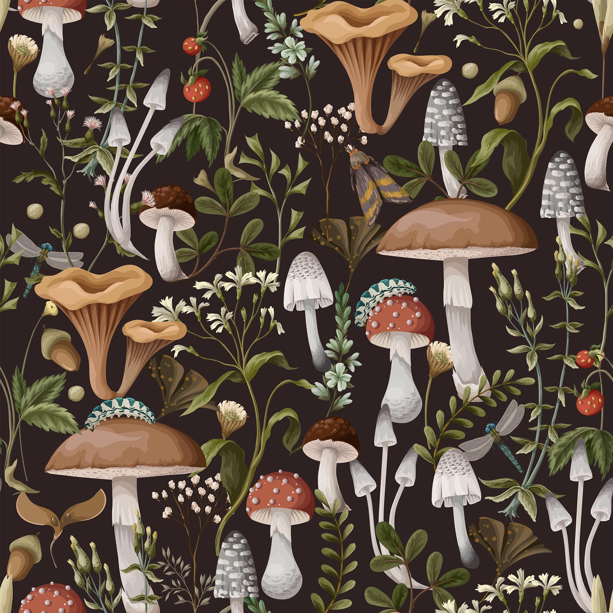 🔥 Free download Botanical Mushrooms Wallpaper Vintage Mushrooms Mural