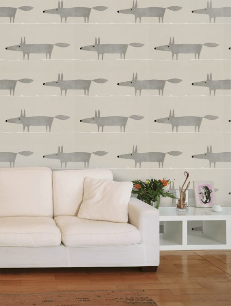 Scion Mr Fox Silver Wallpaper