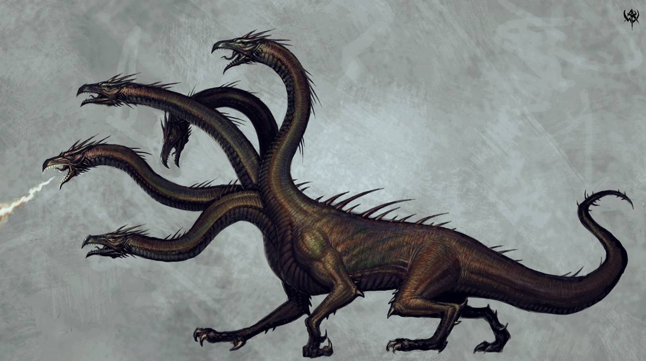 Lernaean Hydra Illustration   Mythical Creatures Wallpaper 1300x728