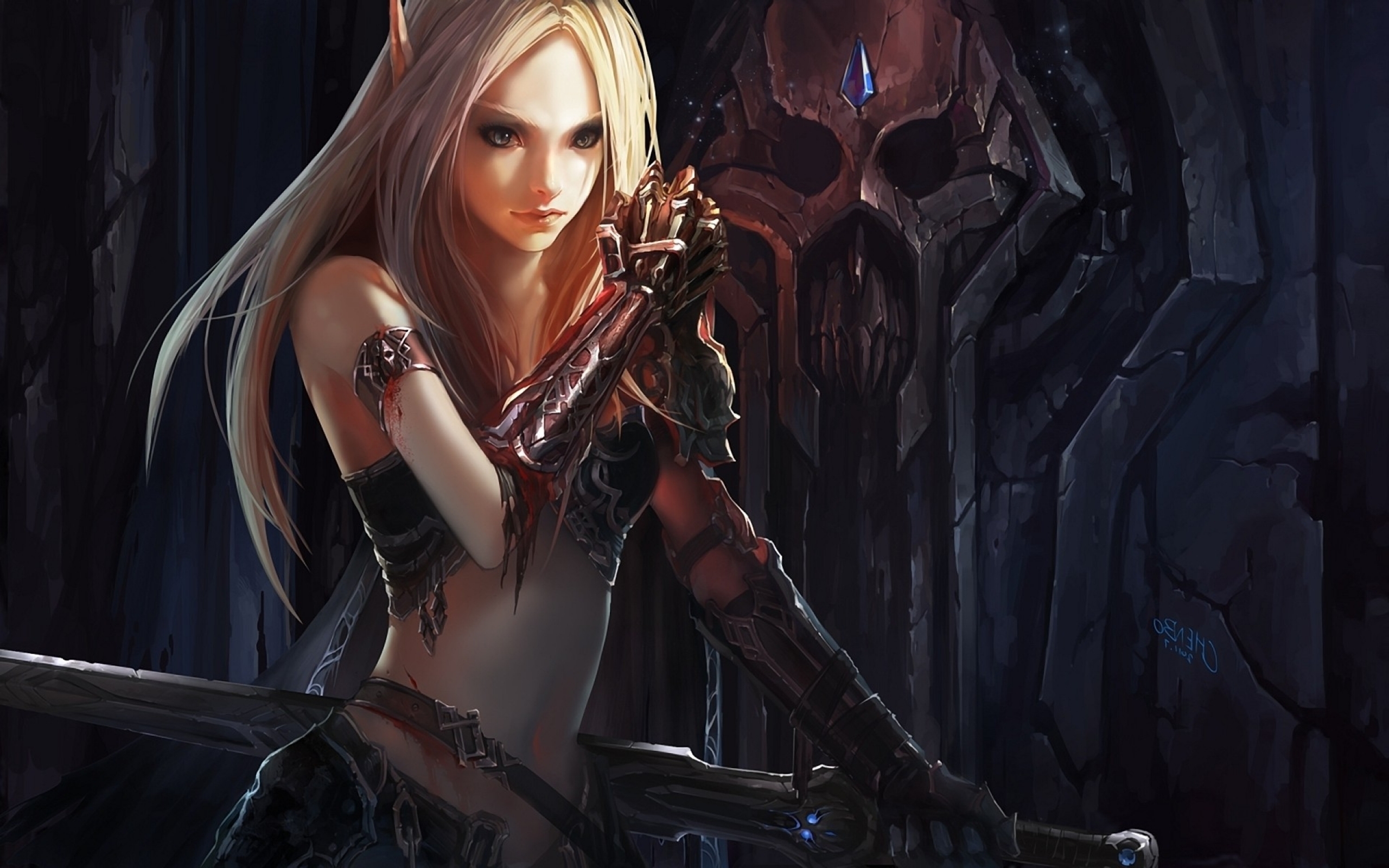2560x1600 blondes world of warcraft blood elf elves artwork warriors