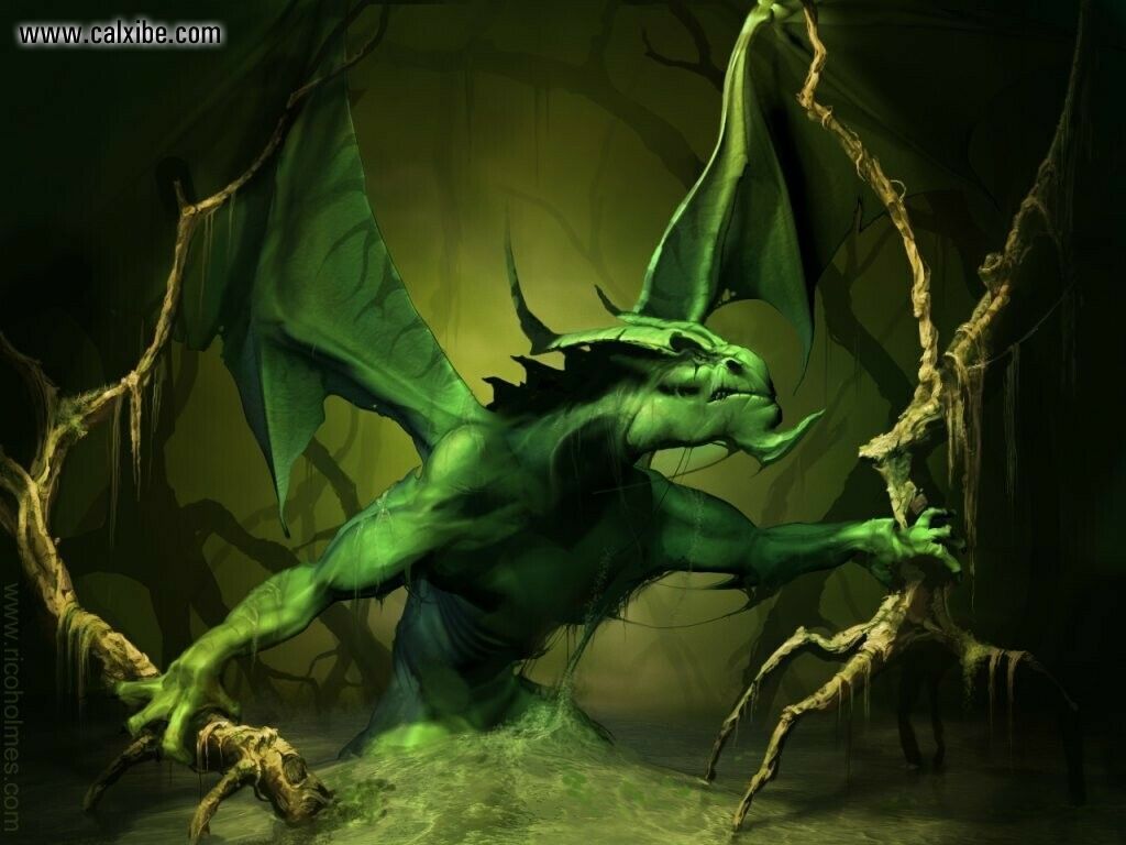 Fantasy Sci Fi Fan Rico Holmes Green Swamp Dragon Picture Nr