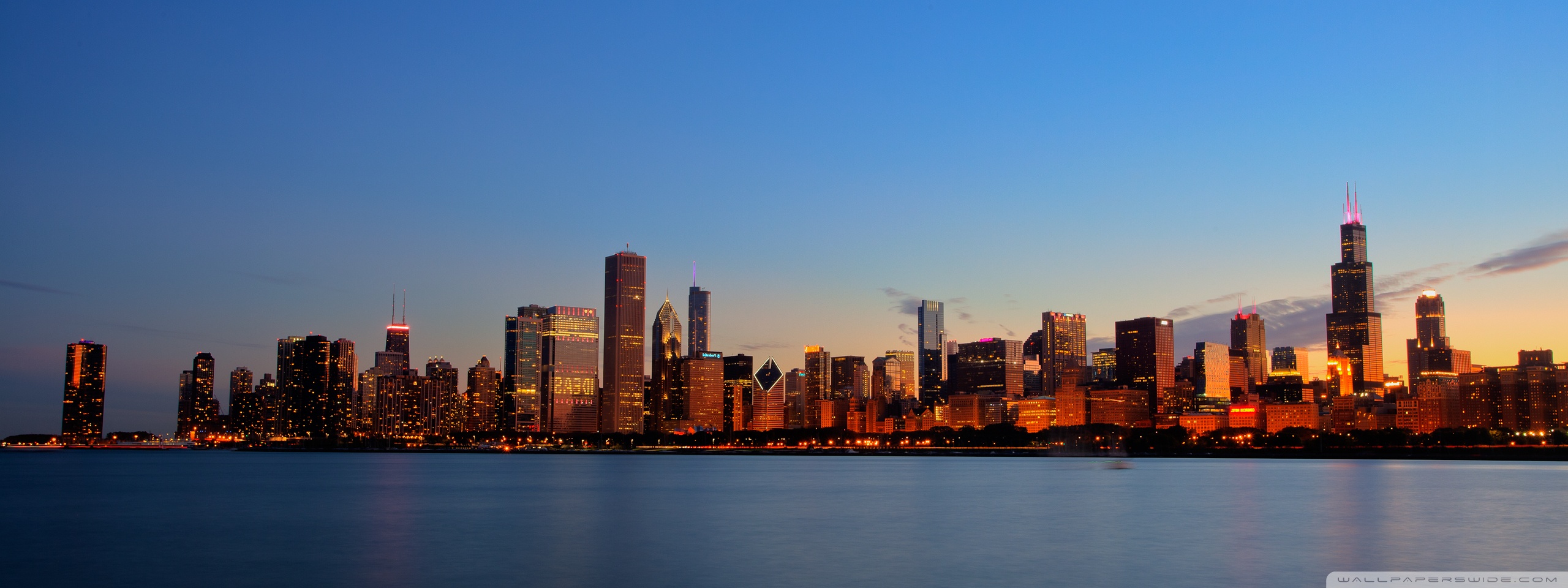 Chicago Skyline Night Ultra HD Desktop Background Wallpaper For 4k