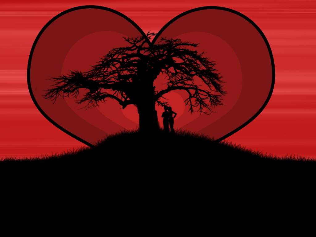 Lovers At Love Tree Wallpaper HD