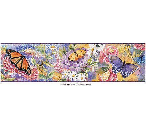 Butterfly Garden Wallpaper Border   Baby Nursery Kids 600x525