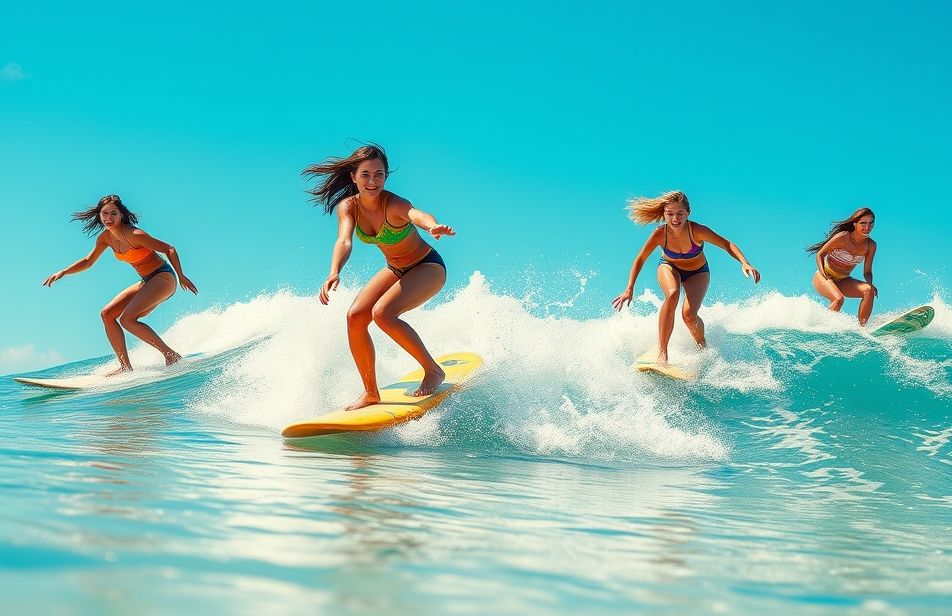 Girls Surfing Wallpaper