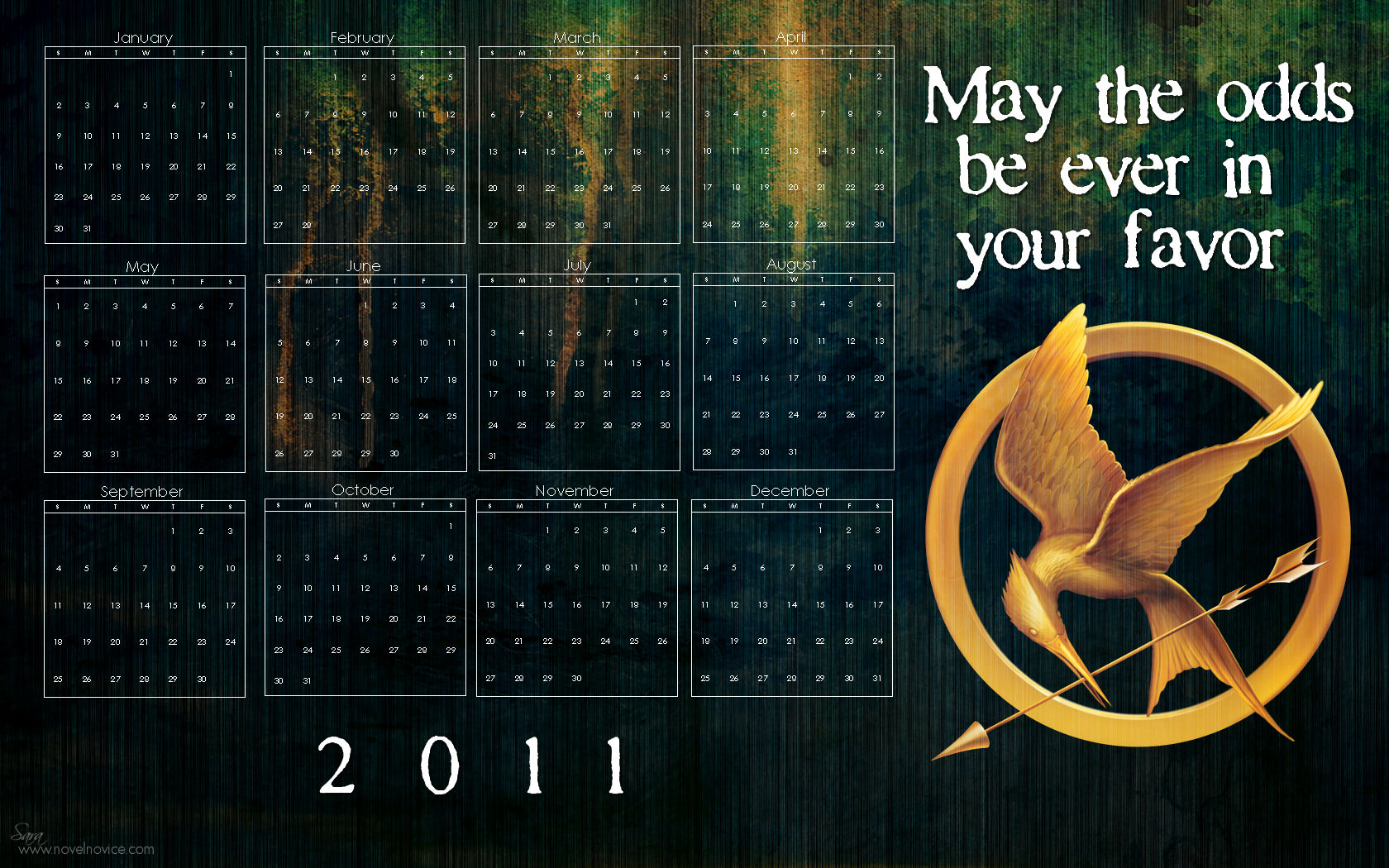 2011 Desktop Wallpaper Calendars for your Favorite Books Novel