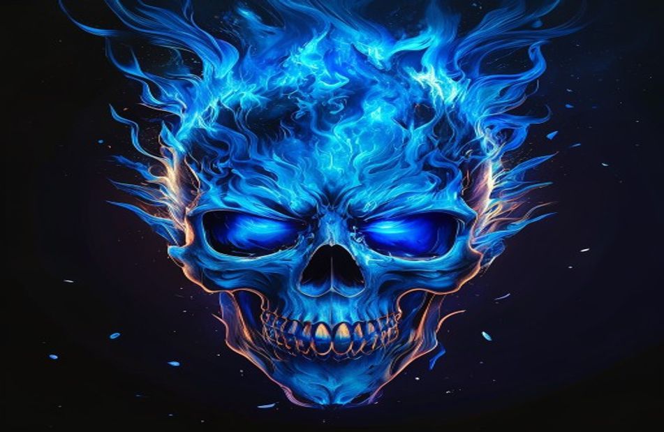 Blue Fire Skull Wallpaper