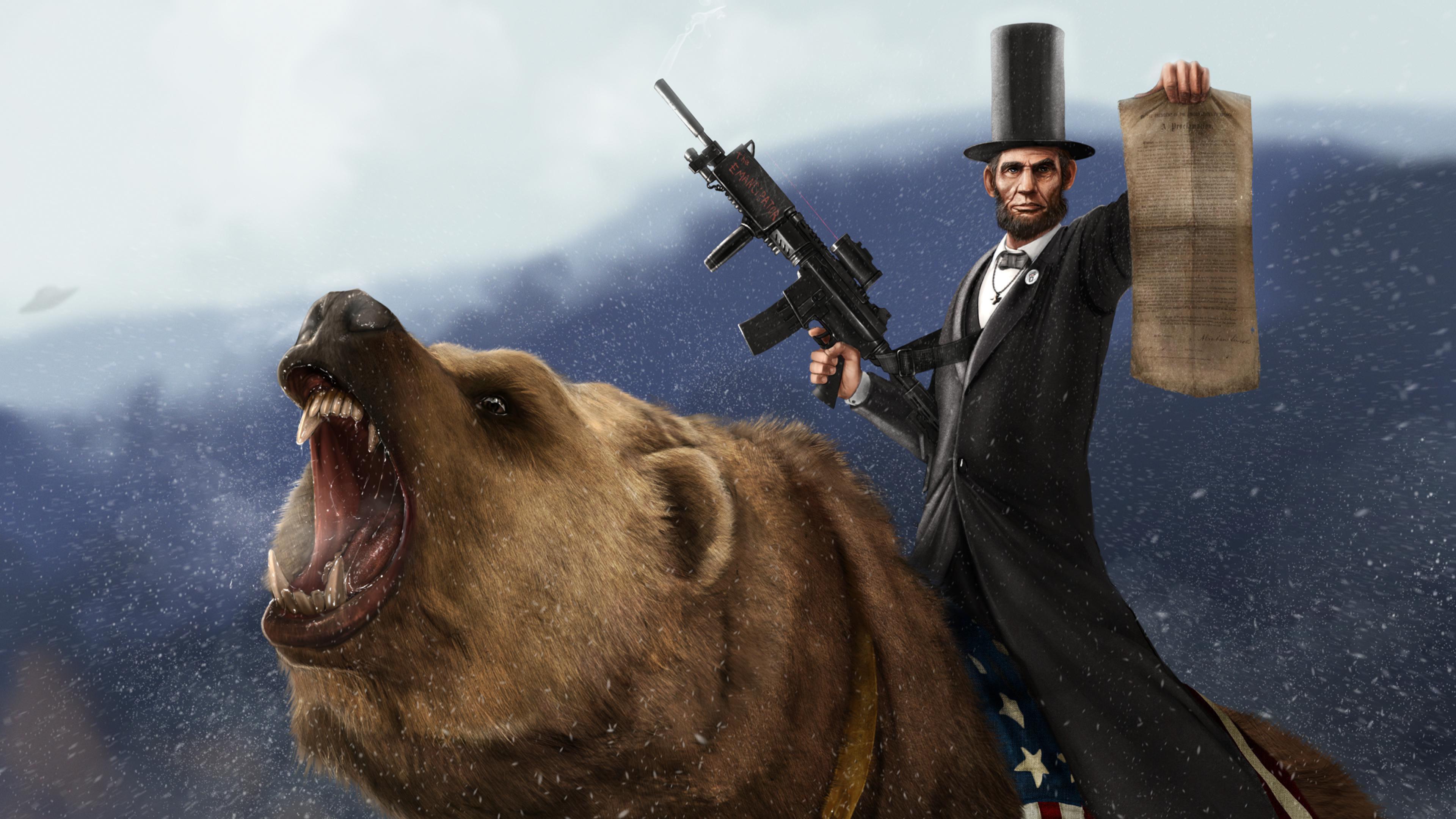 Abraham Lincoln Presidents Bears Badass Abe Bear Gun Ultra Or Dual