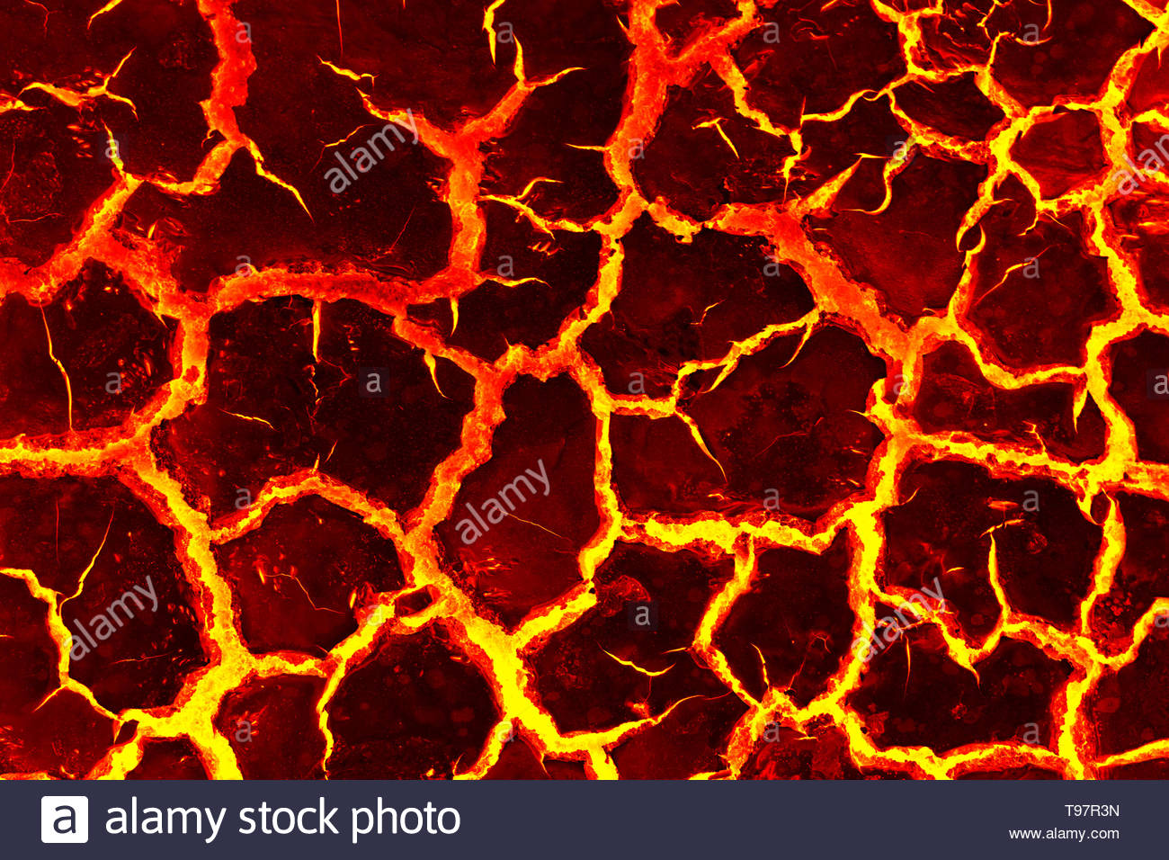 The Surface Of Lava Red Crack Stage For Background Stock