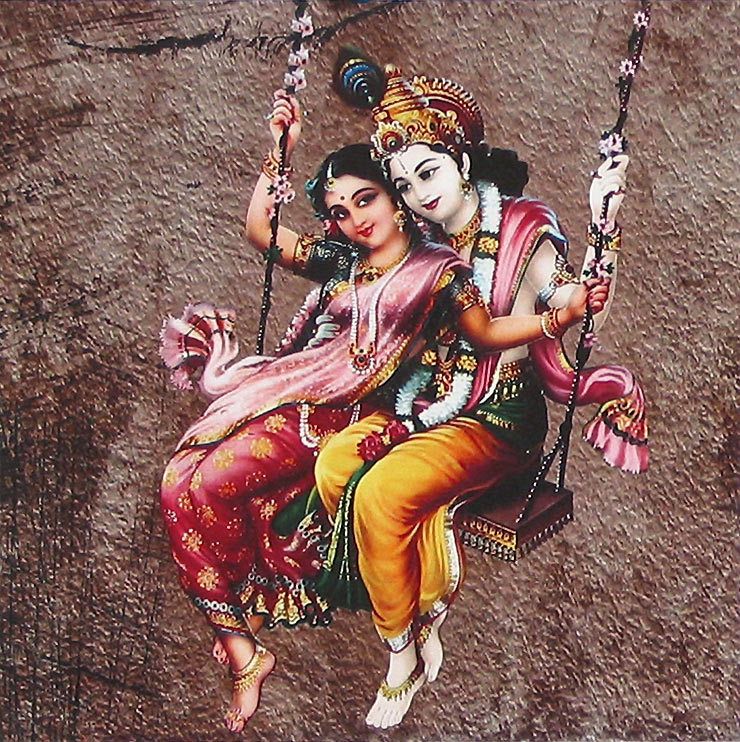 Radha Krishna On A Swing