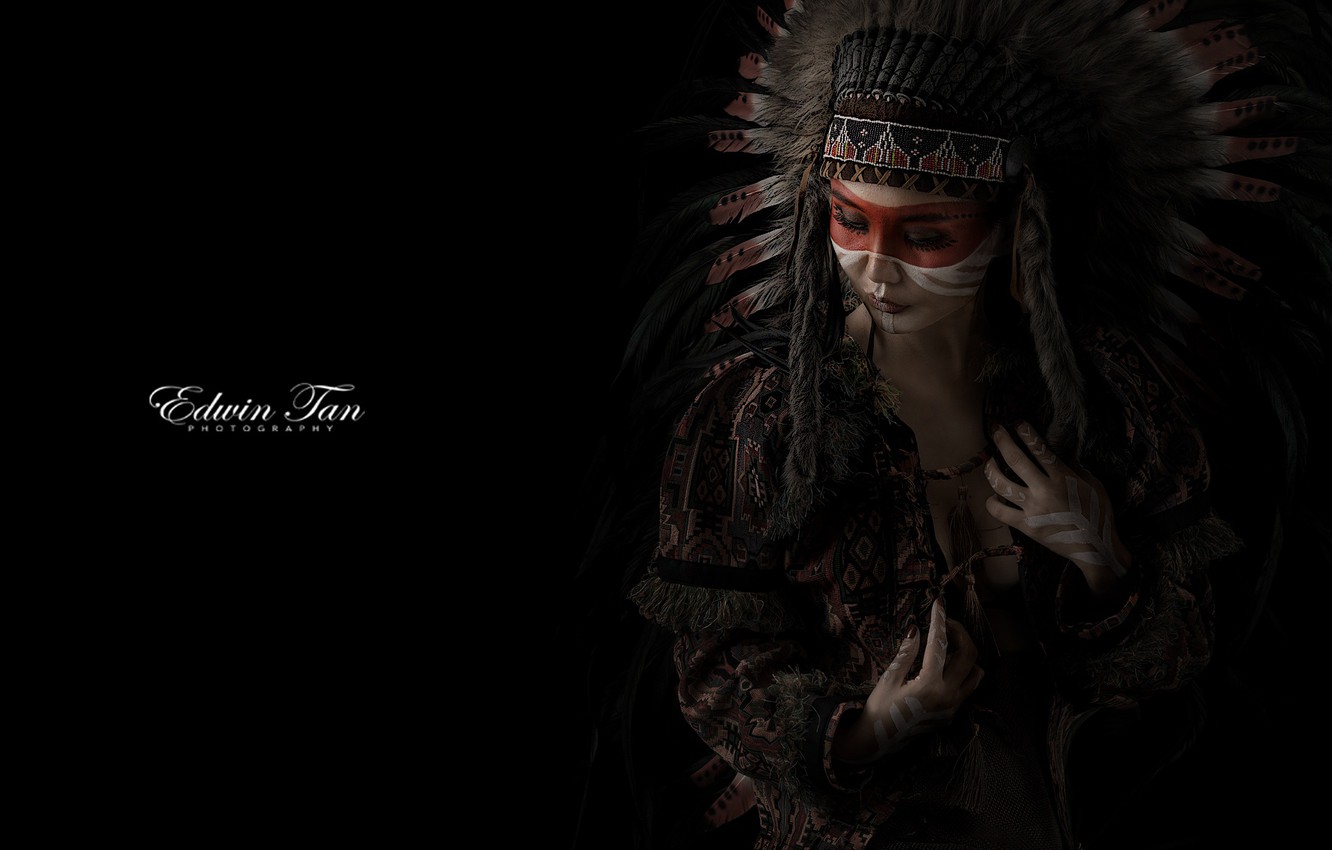 Wallpaper Woman Feathers Native American With Makeup Image For