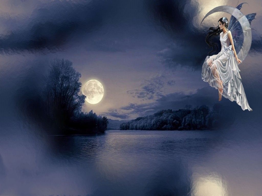 Moon Fairy Angel Wallpaper Full HD