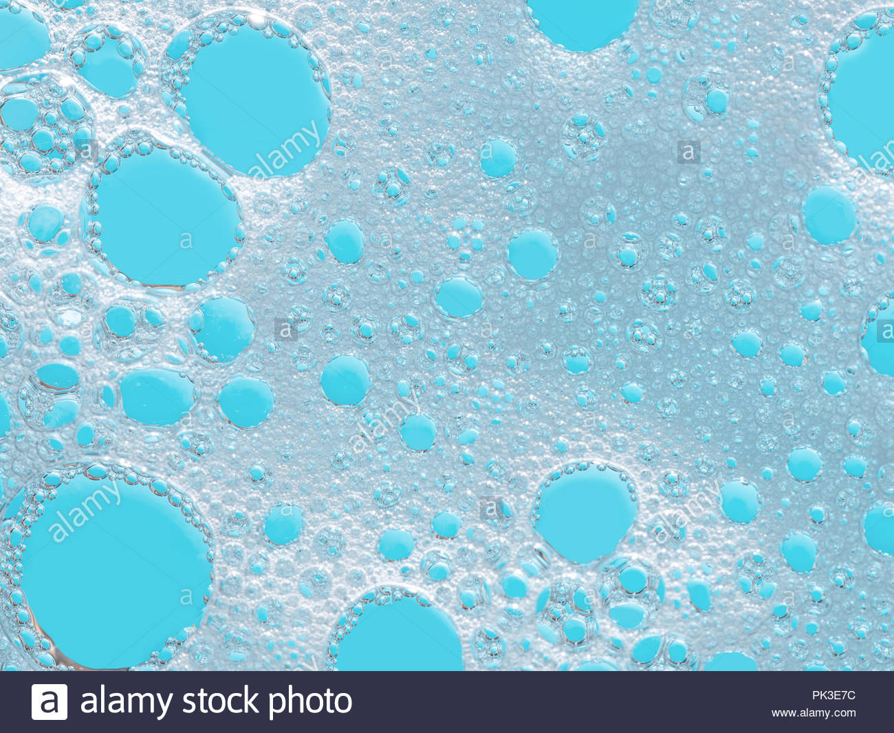 Turquoise Froth Foamy Background Soap Detergent Bubbles On