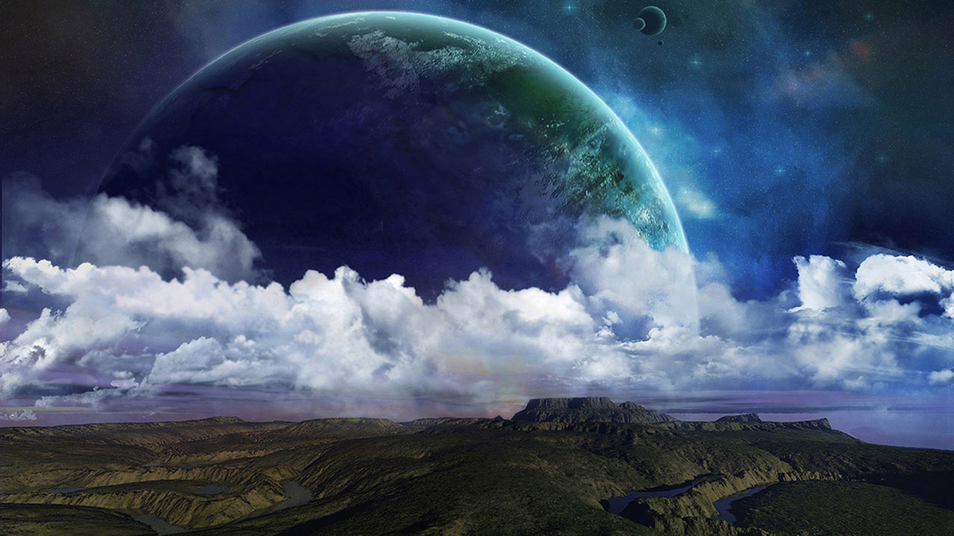 looking back to earth fantasy space planets desktop wallpaper 1920x1080