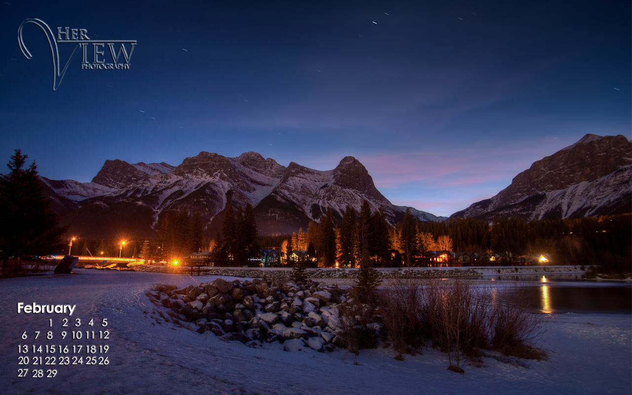 Wallpaper Winter HDr Of Alberta Rocky Mountains At Night