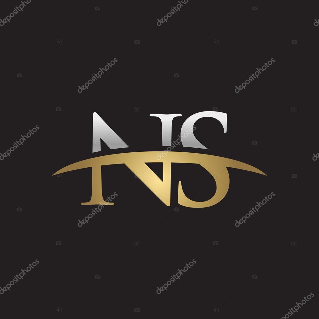 Initial Letter Ns Silver Gold Swoosh Logo