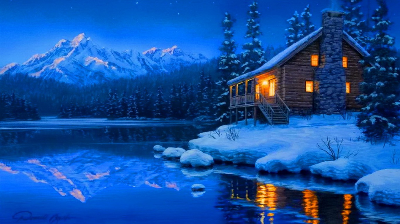 Winter Cabin Art Id