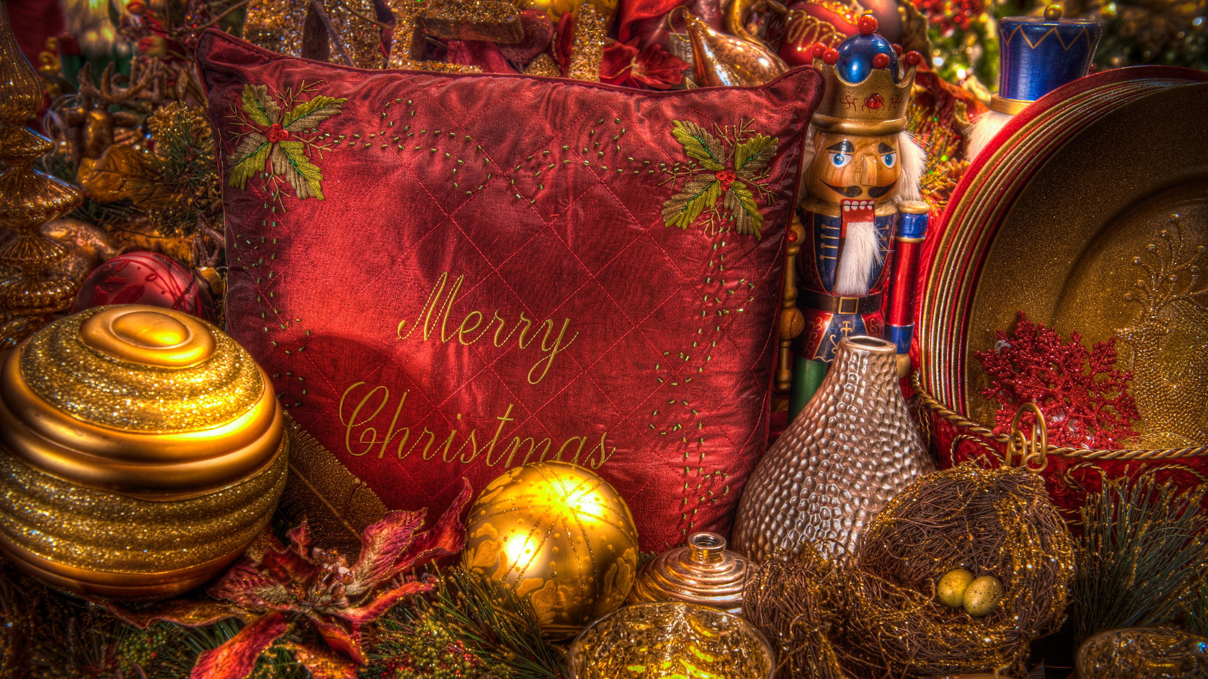Pictures New year HDRI toy Pillows Holidays 3840x2160