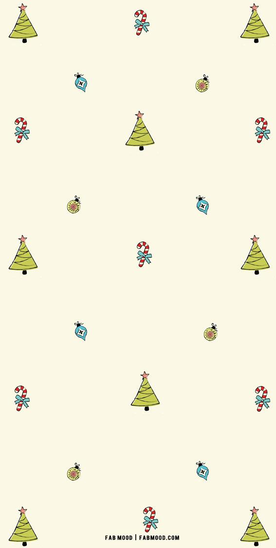 Aesthetic Christmas Wallpaper Bauble Candy Cane