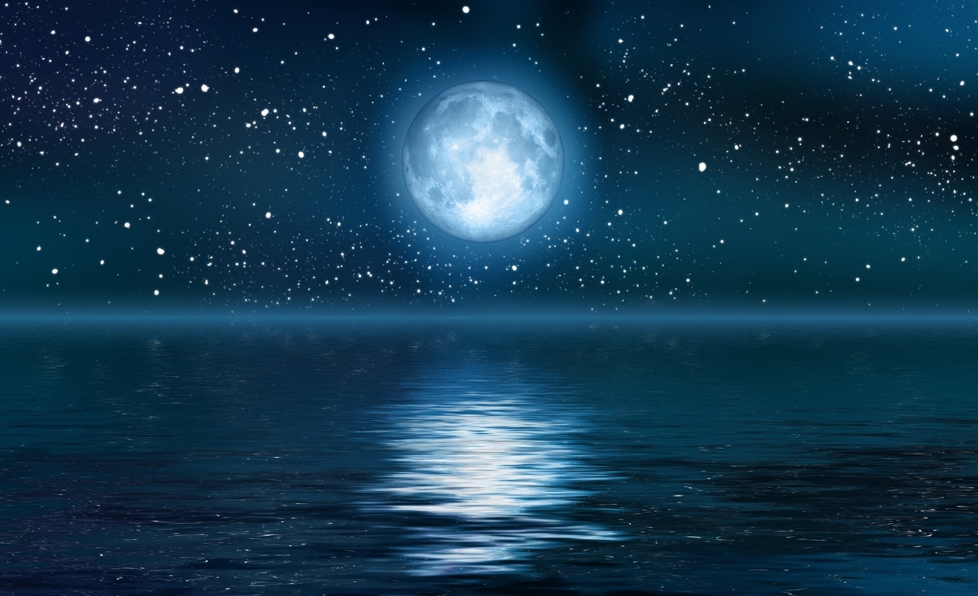 full moon and stars background