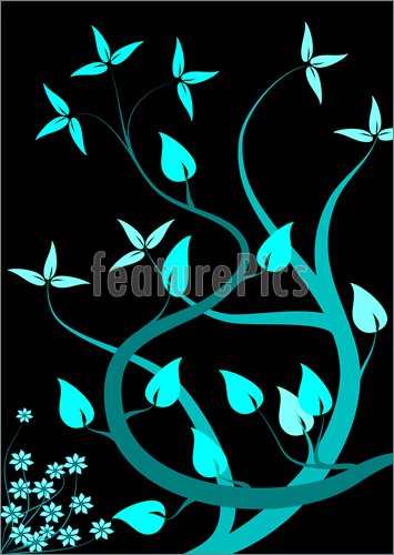 Cyan Abstract Floral Background Illustration Royalty Free Vector at