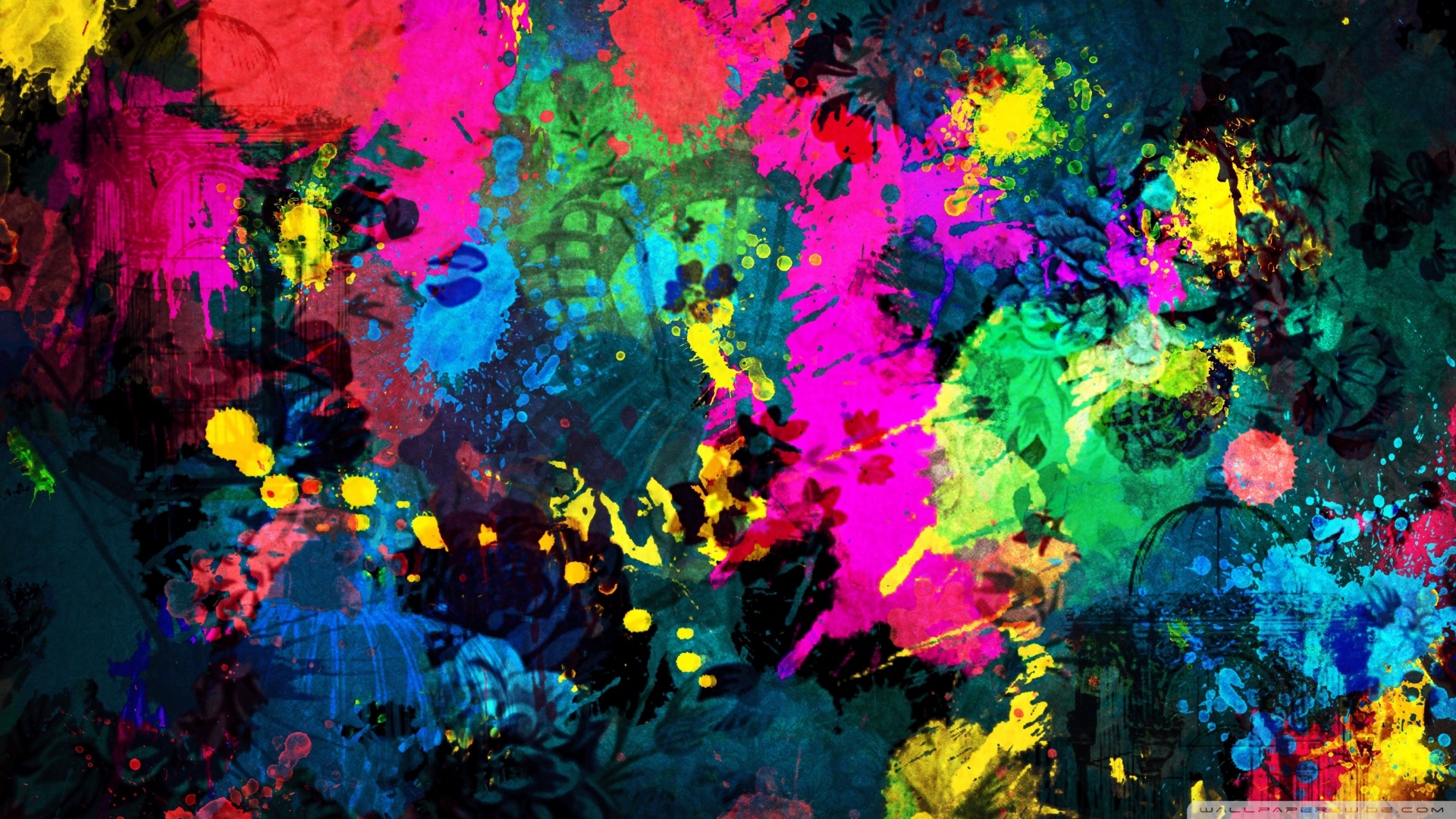 Colorful Paint Splatter Wallpaper