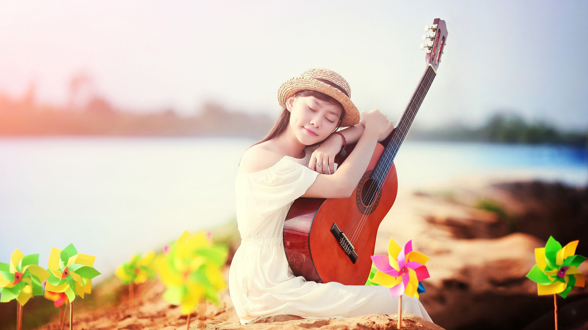 Girl Guitar Love Of Music Hd Wallpaper New