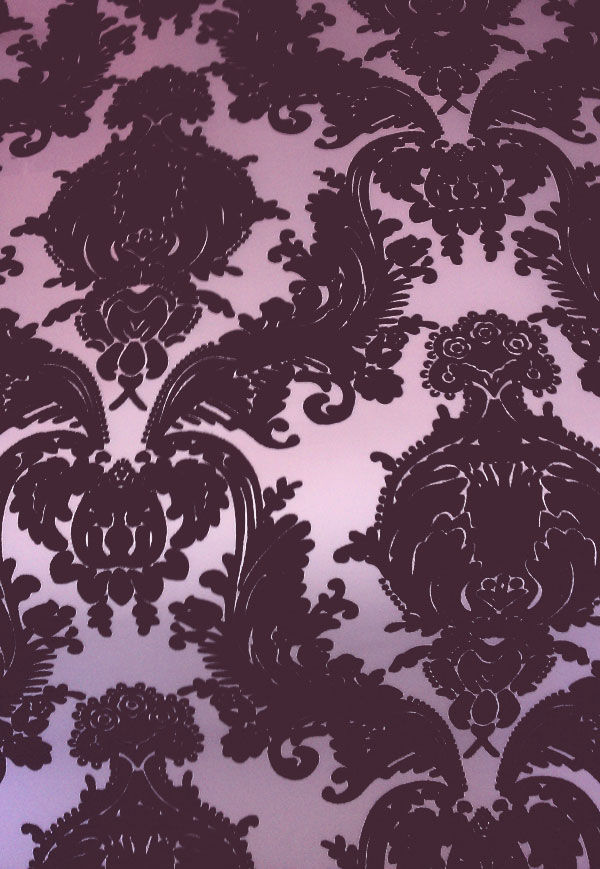 Flock Velvet Wallpaper Purple Victorian Flocked