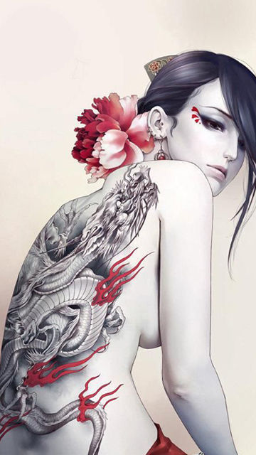 Wallpaper Oriental Tattoo Lady For Your