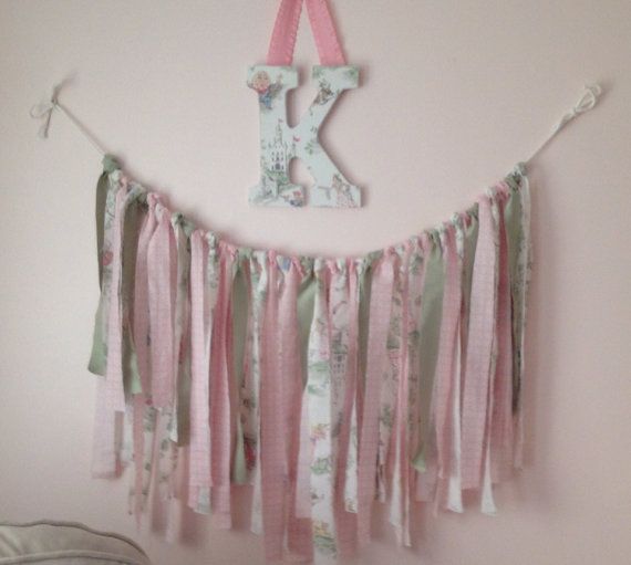 Shabby Chic Pink And Green Fabric Garland Banner By Kennedyandsmith