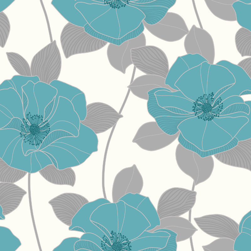 Arthouse Dakota Motif Wallpaper In Teal Silver And Grey