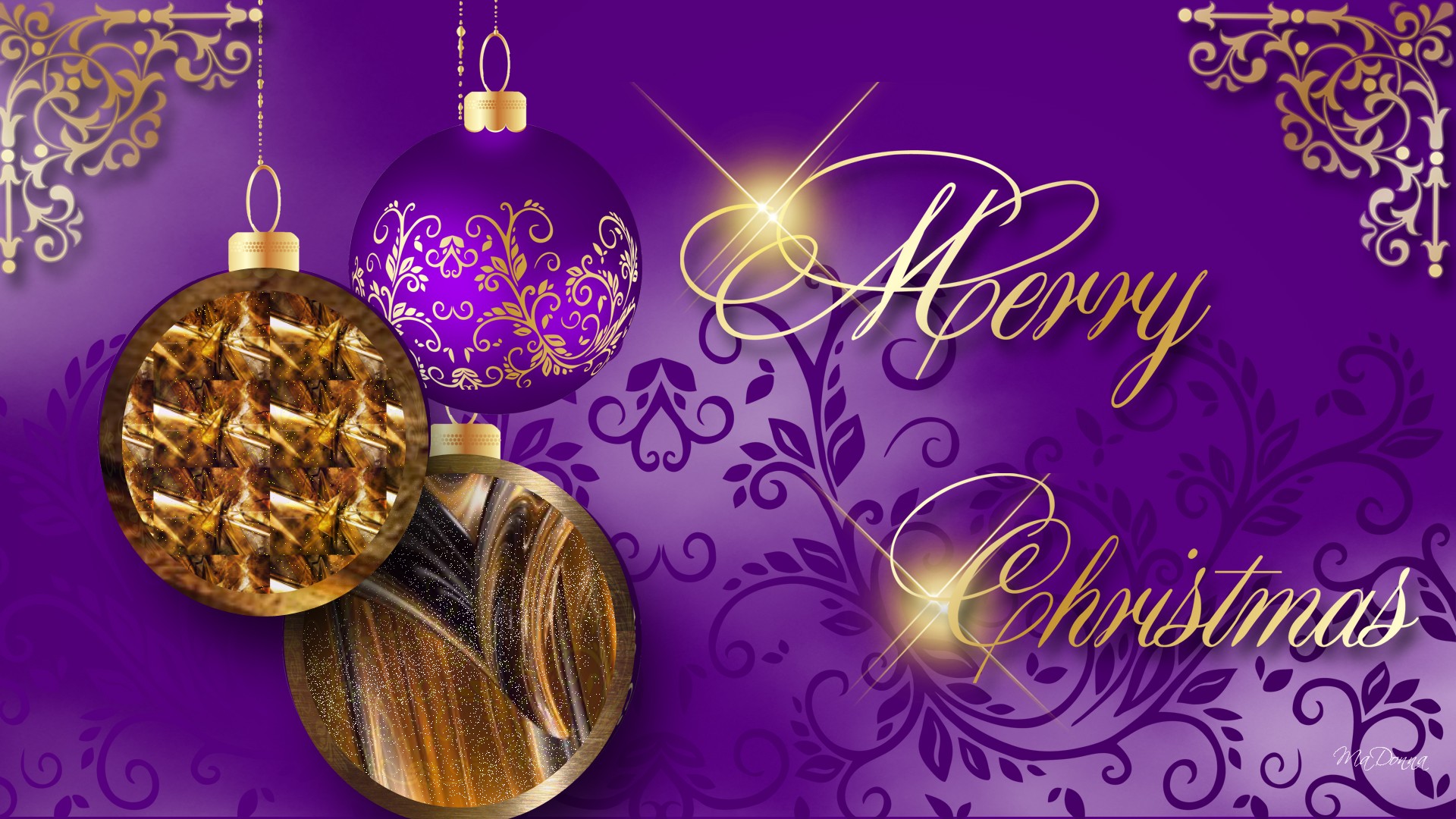 Christmas Purple And Gold Wallpaper